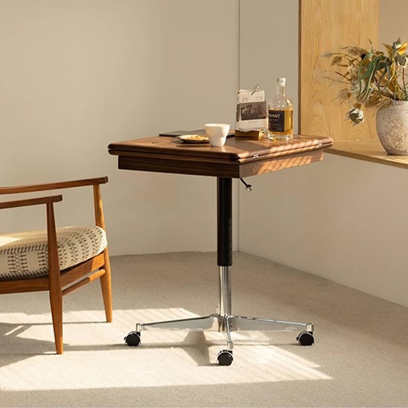 黑胡桃木全实木可升降沙发移动边几家用小户型收纳小茶几折叠餐桌