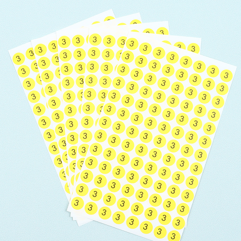1cm单个数字贴纸12345678910黄色黑字不干胶标签贴1厘米编号排序
