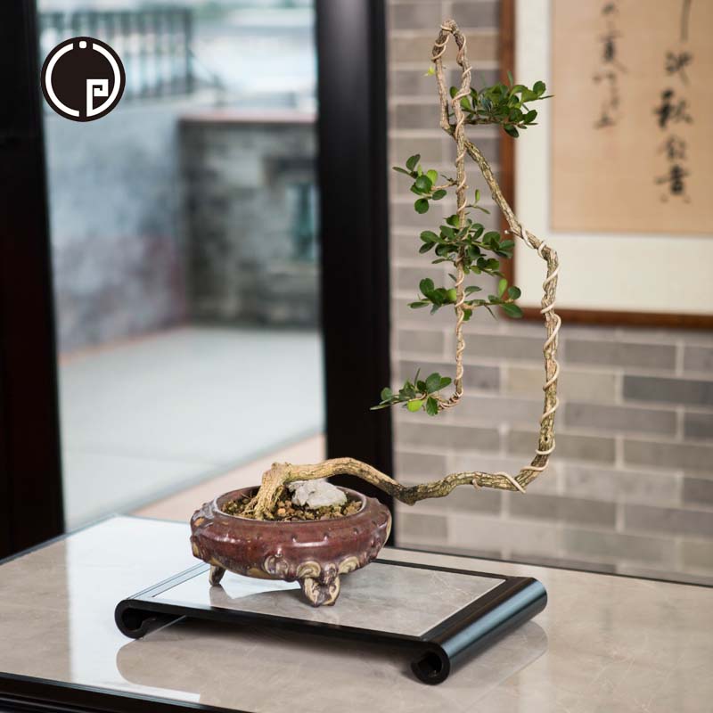 新中式铝合金花架子桌面奇石古董茶具底座户外植物架阳台轻奢矮几