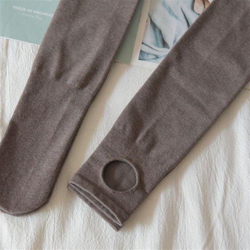 秋冬季烟灰色连裤袜女磨毛加厚瘦腿薄绒保暖纯棉打底裤高腰踩脚裤