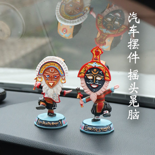车载藏族人物藏戏面具人偶脸谱西藏旅游纪念礼物手办办公桌面摆件