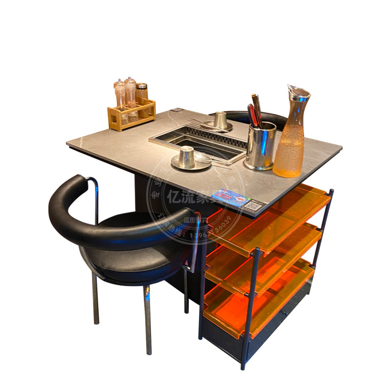 韩式自助餐厅火锅烧烤一体桌下排烟方形烤肉炉涮烤一体锅烤炉商用,商业/办公家具,烤肉桌,淘宝优惠券,粉丝福利购,淘宝优惠卷