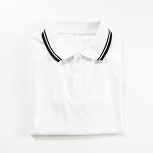 校服短袖 t恤学院风高中学生Polo衫 韩版 宽松定制校徽上衣班服夏季