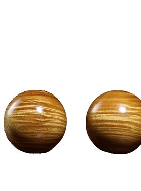 天然老料金丝楠木保健球满水波纹木雕手把件摆件文玩把玩球一对