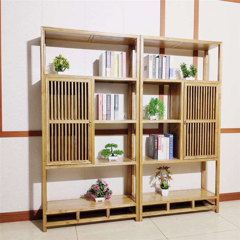 新中式博古架实木书架茶具架收纳置物架展示架禅意茶室茶叶架茶柜