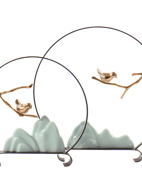 新中式禅意摆件客厅玄关样板房博古架酒柜创意桌面玄关轻奢装饰品