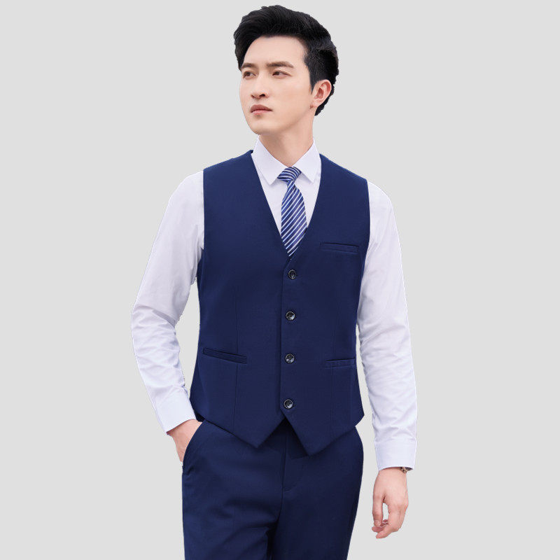 新款凯迪拉克展厅宝蓝色马甲职业套装男女比亚迪4S店衬衫西裤工服