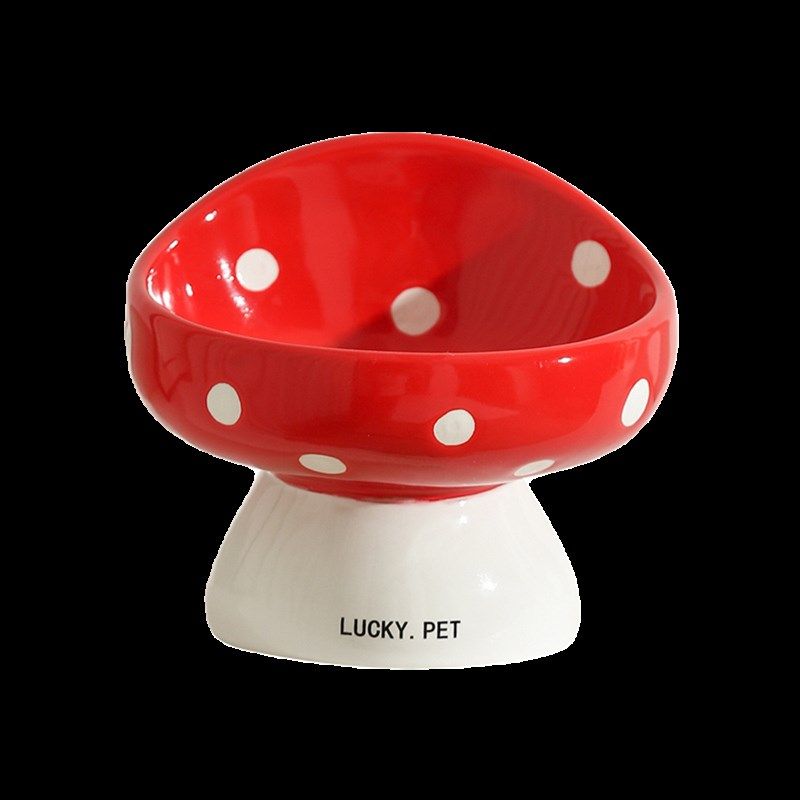 蘑菇猫碗陶瓷高脚不黑下巴护颈猫狗防打翻喝水猫食盆斜口宠物碗,宠物/宠物食品及用品,猫狗碗/慢食碗,淘宝优惠券,粉丝福利购,淘宝优惠卷
