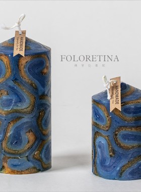 中古欧式复古风装饰手工圆柱大蜡烛浪漫欧式餐桌茶几香薰装饰品