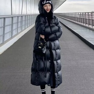 宽松加厚 2023新款 冬季 黑金羽绒服男女外套长版 情侣过膝白鸭绒时尚