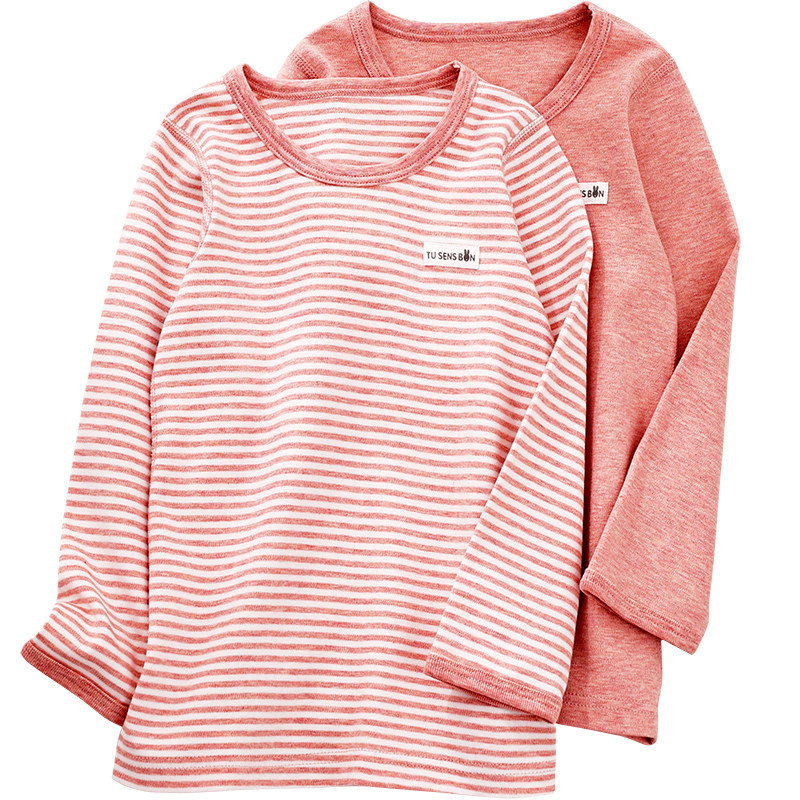 女童秋衣单件上衣纯棉a类2023秋冬保暖儿童打底衫t恤女大童棉毛衫