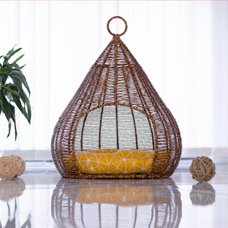 藤编手工编织猫狗宠物窝透气环保四季可用可冲洗猫咪猫床房吊篮床