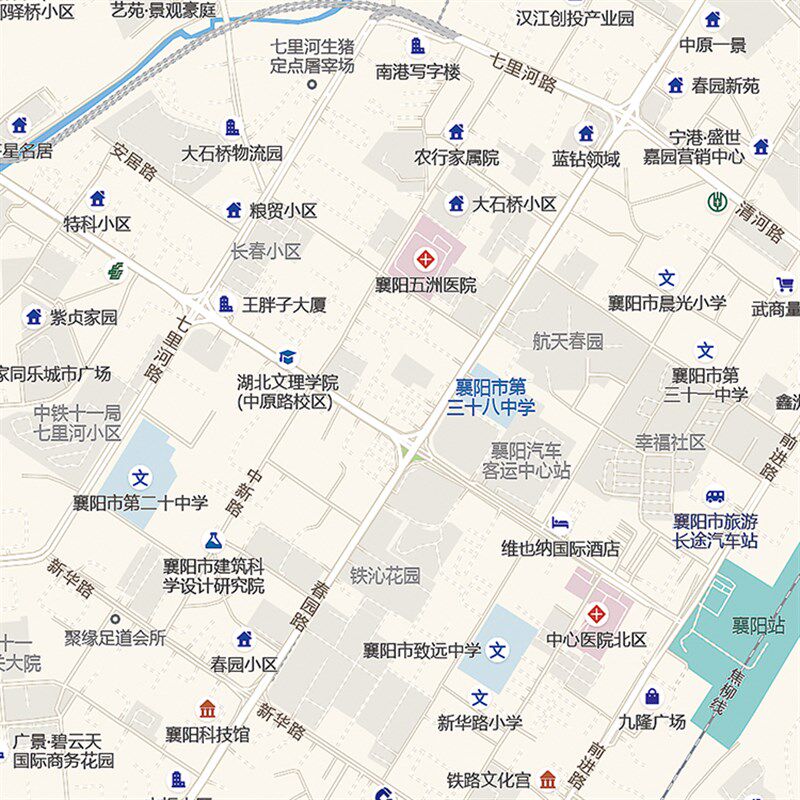 2024新款襄阳市城区地图办公室挂图高清防水墙壁装饰实物推荐定制