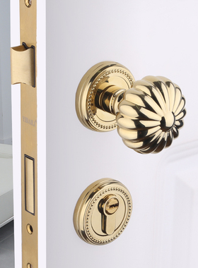 依佰利美式球形锁室内卧室房门锁金色静音门锁门锁简约通用型锁具