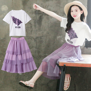 女童连衣裙夏装2023新款儿童装洋气短袖套装裙夏季半身裙公主裙子