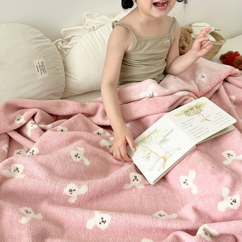 A类粉色兔兔宝宝绒暖肤毯贝壳边午睡毯空调毯儿童卡通双面绒盖毯,床上用品,休闲毯/毛毯/绒毯,淘宝优惠券,粉丝福利购,淘宝优惠卷