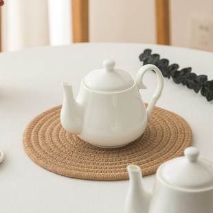 纯白陶瓷骨质瓷大号高温泡茶壶过滤冷水壶咖啡壶家用茶壶茶具瓷器