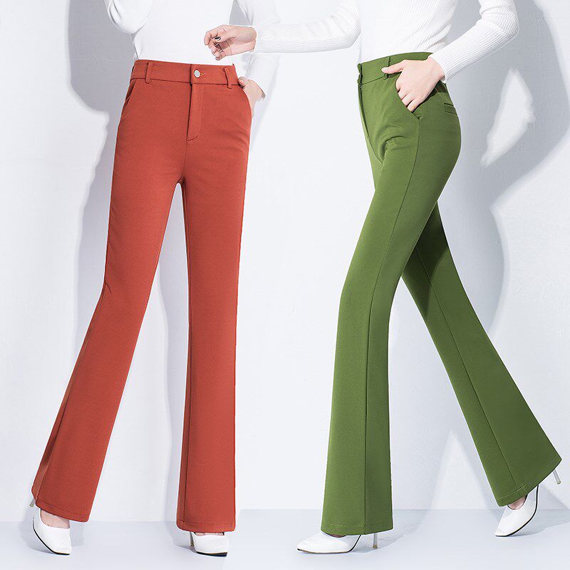 新款微喇叭长裤秋冬高腰垂坠感西装微喇女裤时尚休闲长裤