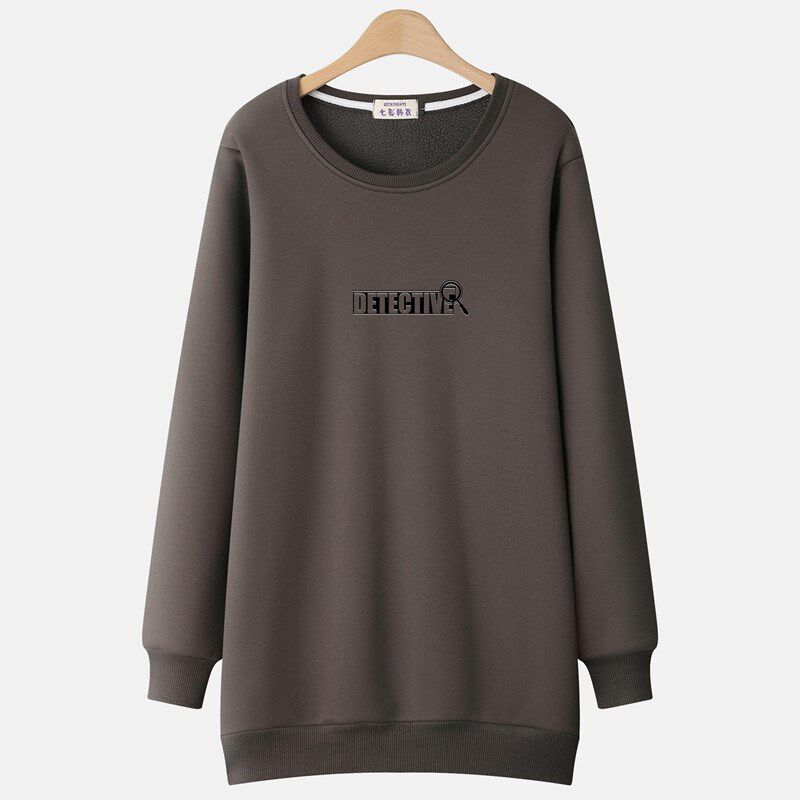 中长款圆领卫衣女2024新款胖mm薄款春秋大码宽松无帽外套200斤潮