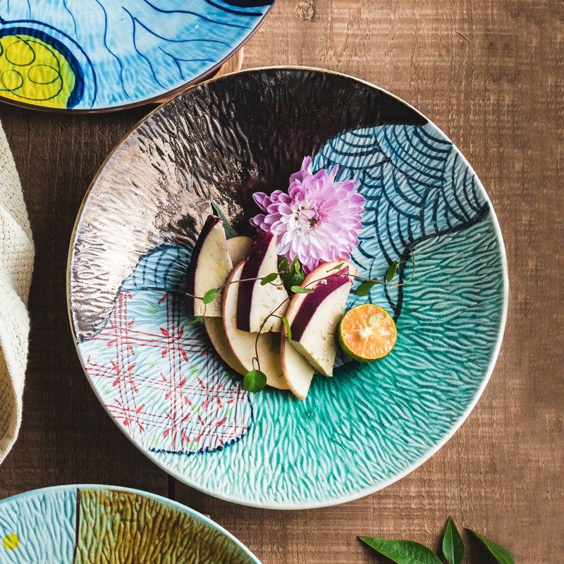 创意餐具特色盘子海鲜刺身盘商用冷菜盘沙拉碗日式料理宽口浅碗盘