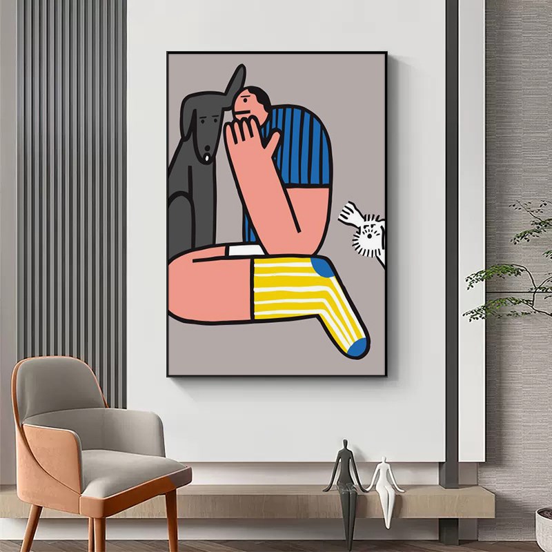 克莱因蓝客厅沙发背景墙装饰画极简卧室壁画餐厅走廊玄关过道挂画