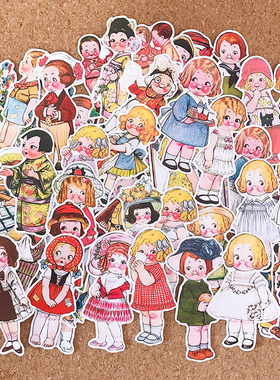 番茄汤娃娃手帐素材vintage复古贴纸dolly dingle欧美怀旧老贴画