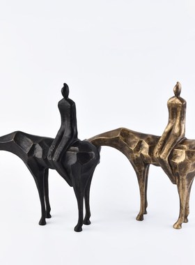 新中式铸铁人物动物马摆件办公室家居客厅玄关卧室书柜装饰品摆设