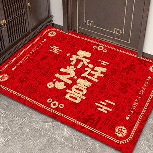 入户门丝圈地垫红色新年玄关大门口进门门垫喜庆耐脏地毯蹭土脚垫