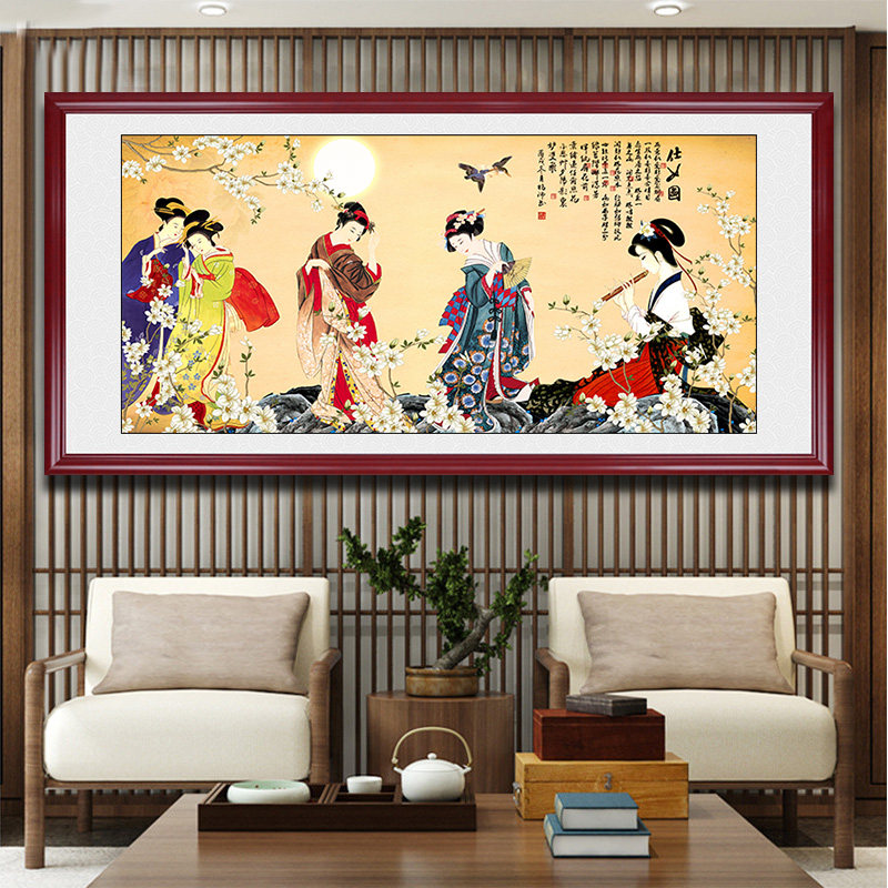 中国古代四大美女人物挂画客厅茶楼装饰画新中式酒店玄关复古壁画