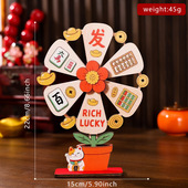 创意招财猫发财树木质摆件新年装 饰礼品桌面小摆件商铺门店摆件