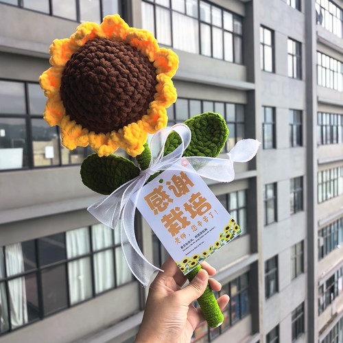 手工冰条向日葵送老师编织花束