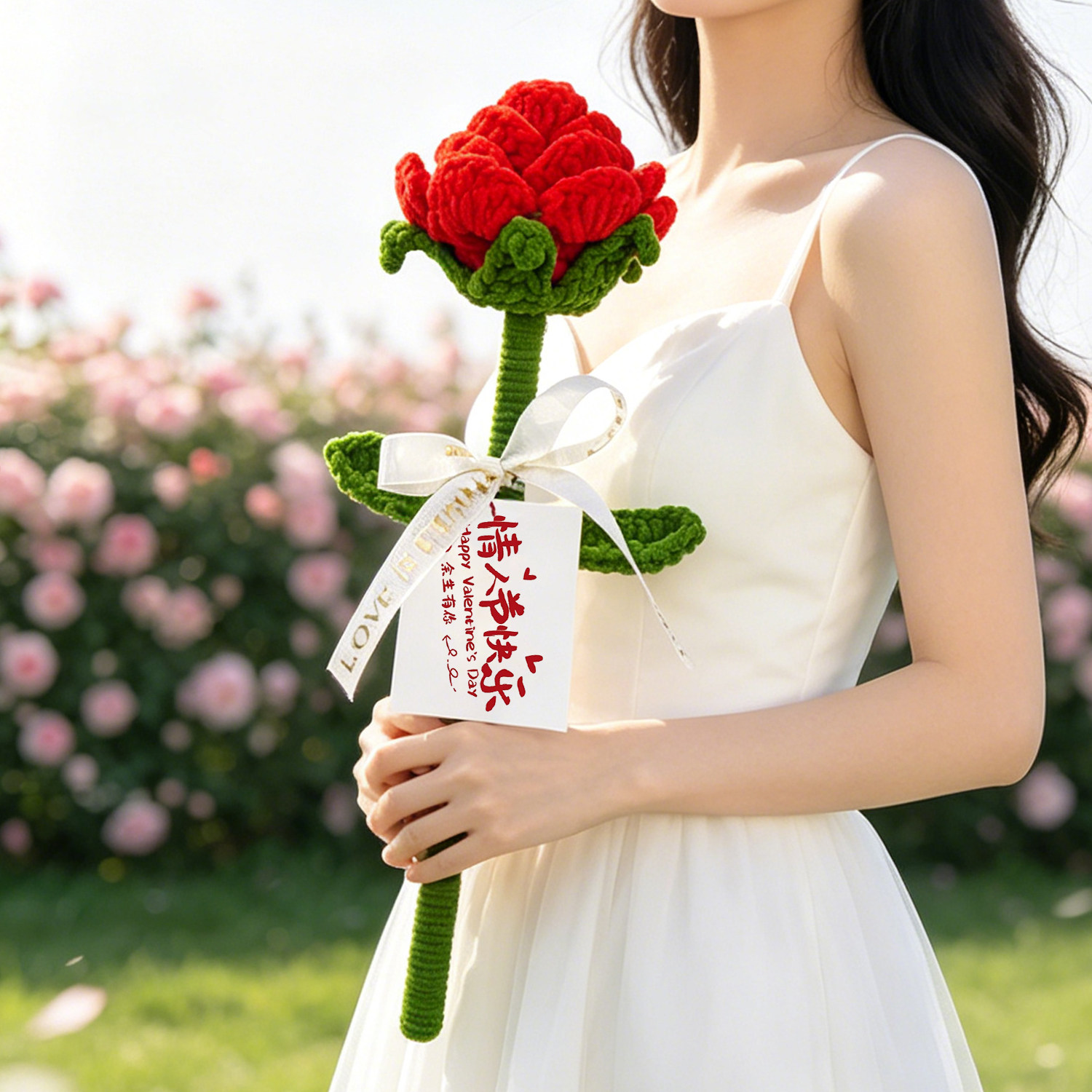 手工钩织巨大号红玫瑰花束七夕