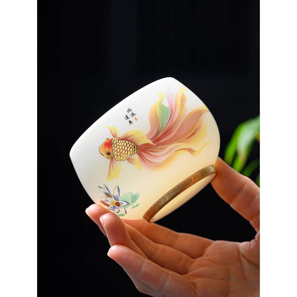 民族风格羊脂玉白瓷功夫茶杯大师杯加厚防烫陶瓷杯单杯大茶碗礼品,餐饮具,茶杯,淘宝优惠券,粉丝福利购,淘宝优惠卷