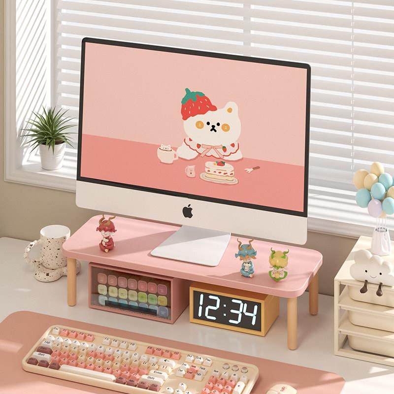 电脑增高架桌面笔记本置物架办公室桌上显示器粉色收纳架工位支架,3C数码配件,USB显示器增高架,淘宝优惠券,粉丝福利购,淘宝优惠卷