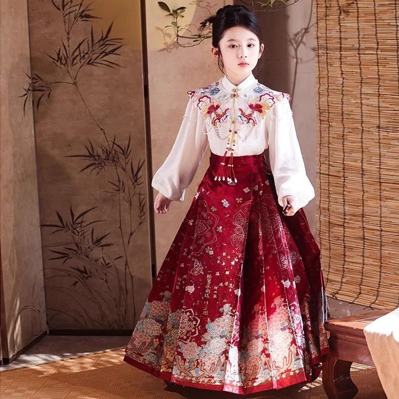 2025年春季新款马面裙亲子装母B女中国风女童汉服新中式敬酒服唐