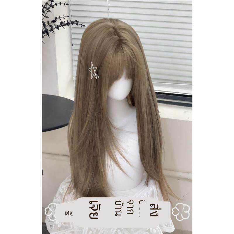 花花家假发【f漫感女友】亚麻棕长直发修颜减龄lolita慵懒感全头