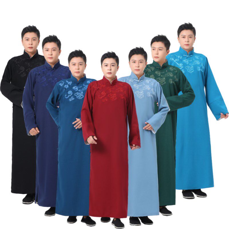 相声服长衫男士民国大褂中国风中式伴郎I服绣花年会演出服长袍马