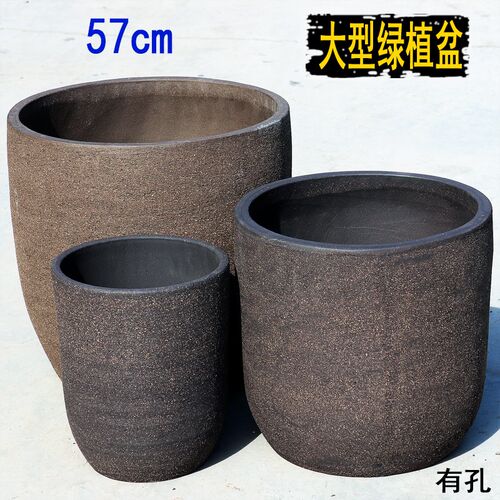 超大无釉粗陶罐果树蔬菜花盆大号绿植H园林景观盆户外庭院大口径