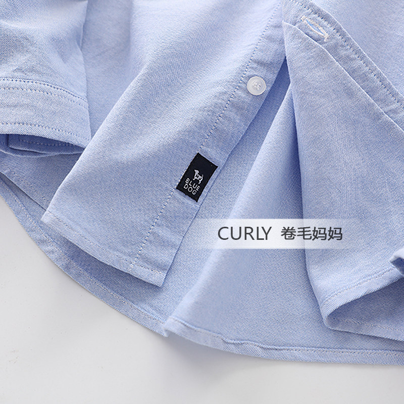 包邮童装学生白衬衫男童牛津长x袖衬衫中大童纯棉短袖衬衣100-170