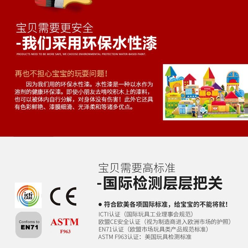 Hape125块城市情景积木1w-6岁益智动脑玩具婴幼儿童宝宝木制城堡