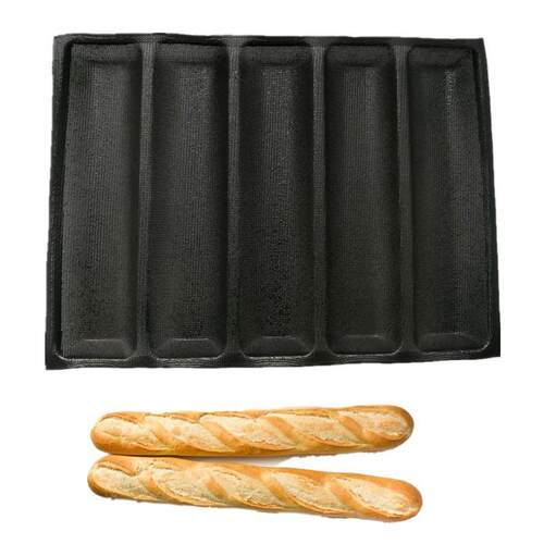 赛百味5格耐高温法棍硅胶玻纤网孔面包模具Perforated Bread Form