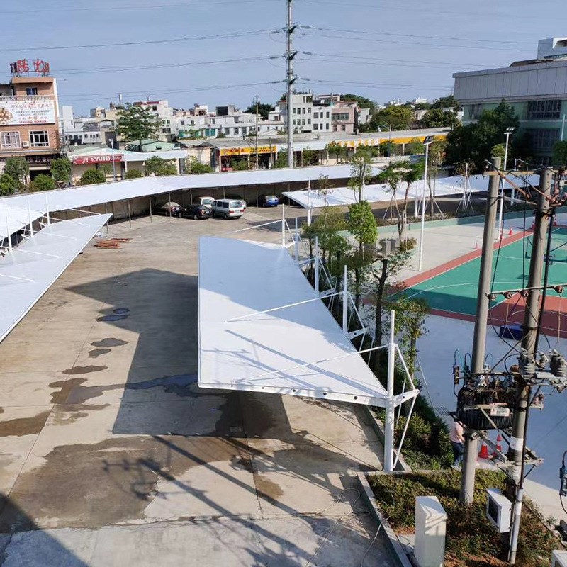 厂家供应膜结构七字型停车棚 汽车户外遮阳雨棚 膜结构景观棚
