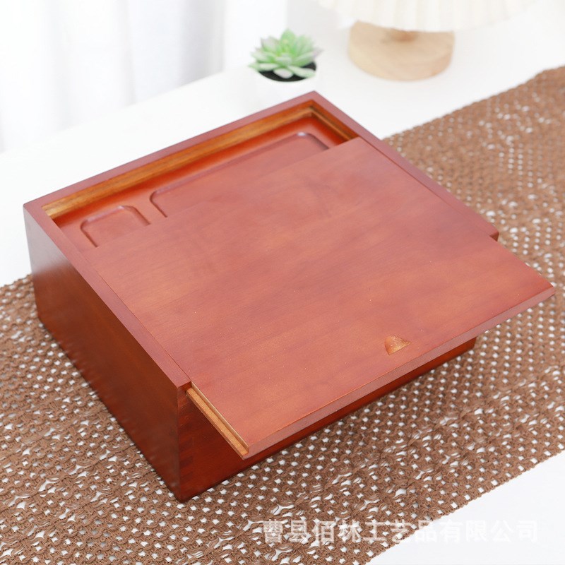 复古木盒首饰盒 带锁木箱木质物品整理箱 实木杂物盒子桌面收纳盒