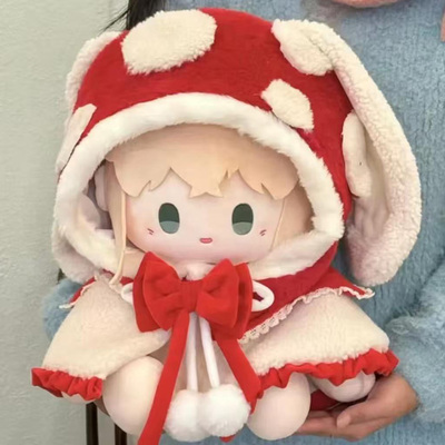 40cm娃衣冬季毛绒披风连体头套40厘米蛋糕棉花娃娃斗篷替换装衣服