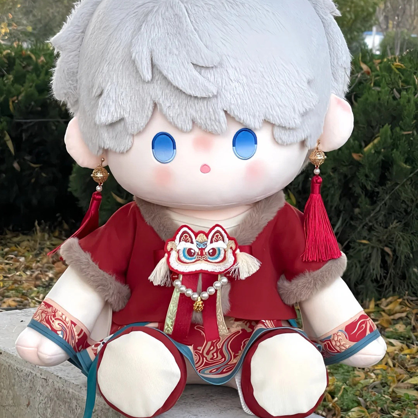 40cm娃衣棉花娃娃中式40厘米新年拜年服一番赏坐姿玩偶无属性衣服