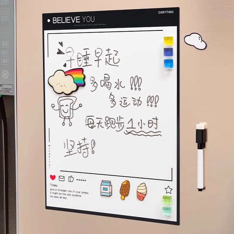 冰箱磁吸留言板家用备忘录新款门贴可擦写字板留言贴黑板白板批发
