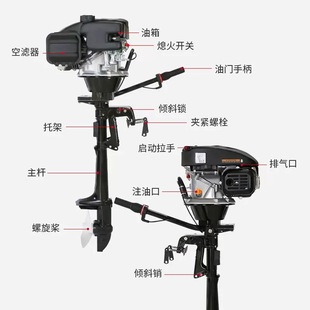 厂家供应船外机马达推进器四冲程5马力风冷电动螺旋桨汽油机