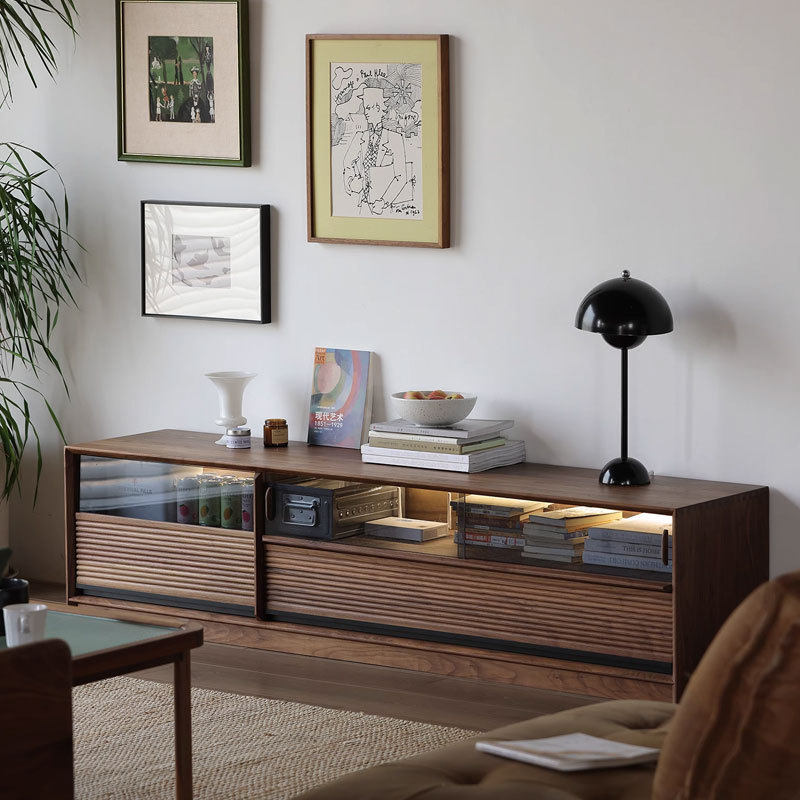 轻奢极简北美黑胡桃木电视柜原木小户型客厅简约视听柜玻璃储物柜,办公设备/耗材/相关服务,其它,淘宝优惠券,粉丝福利购,淘宝优惠卷