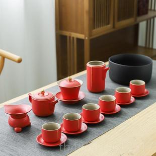 新款 功夫瓷茶具小套办室高套端陶礼盒 茶具装 家用客厅轻公奢简约