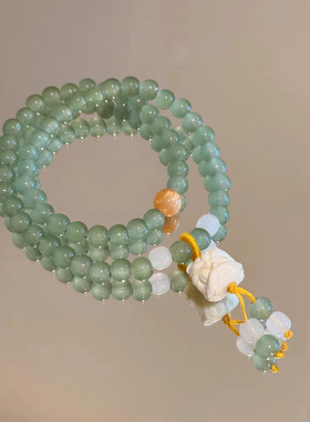 新中式醒狮双层叠戴串珠手链女简约冷淡清冷感手串高颜值古风手饰